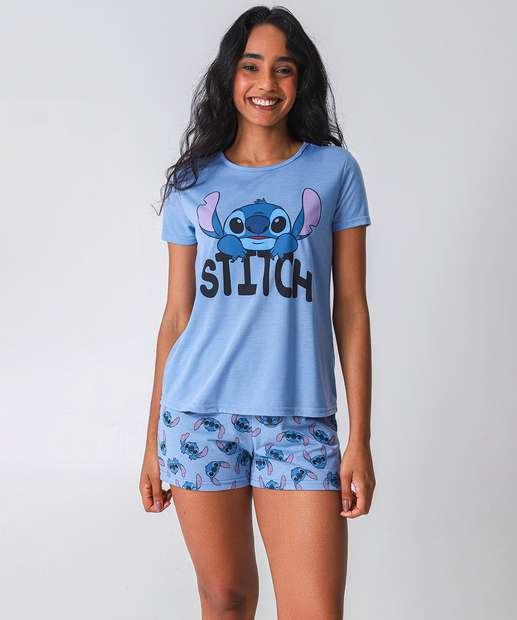 Image_Pijama Feminino Estampa Stitch Azul