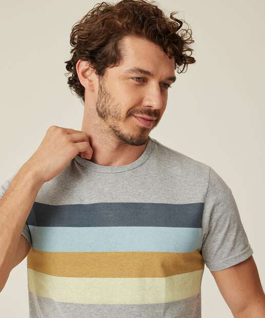 Camiseta Masculina Listras Manga Curta MR 