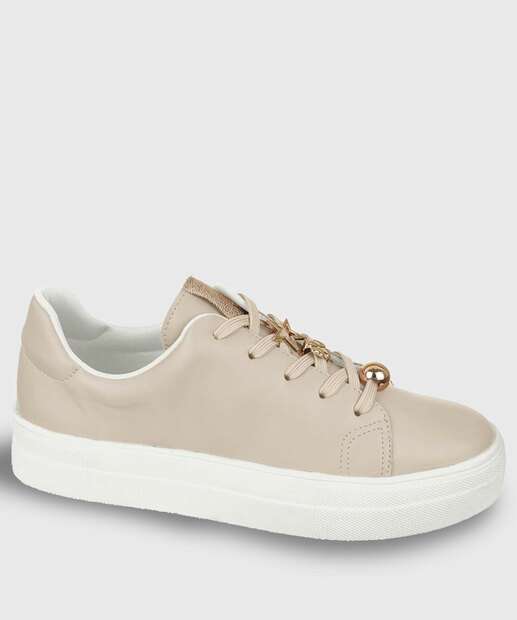 Image_Tênis Casual Feminino Pingentes Bebecê Bege
