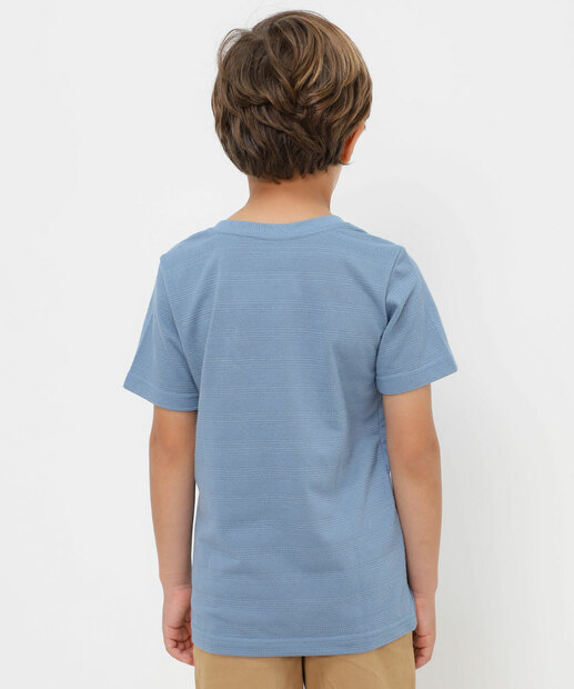 Camiseta Infantil Textura Bolso MR Tam 4 a 10 Azul