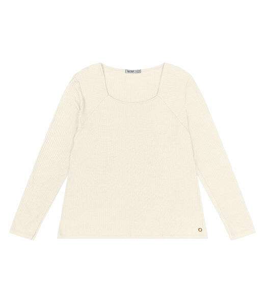 Blusa Plus Size Em Ribana Canelada  Secret Glam Bege