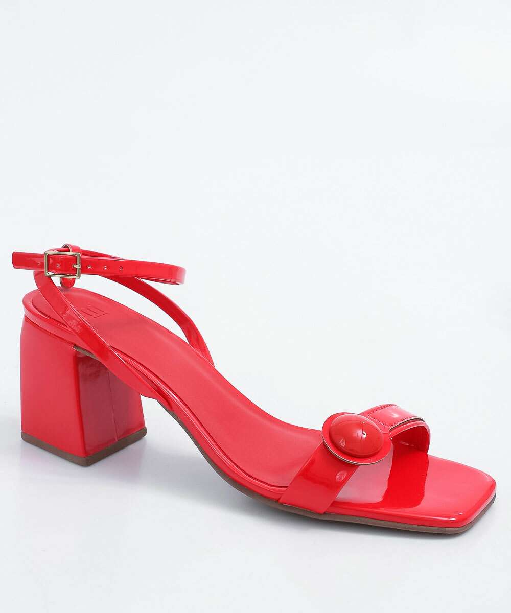 Sandália Salto Grosso Feminina Verniz Marisa Marisa