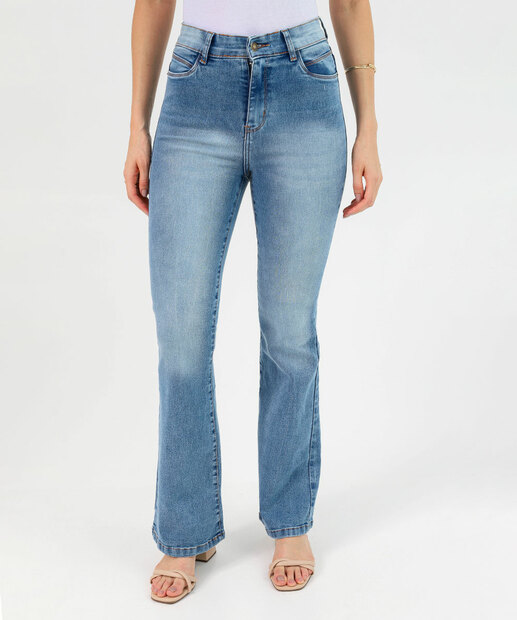 Calça Jeans Flare Feminina Cintura Alta Azul