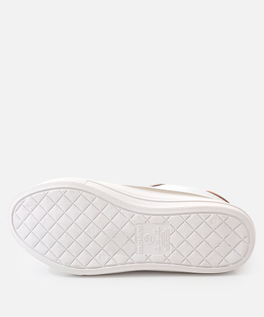 Tênis Casual Feminino Recortes Moleca Bege