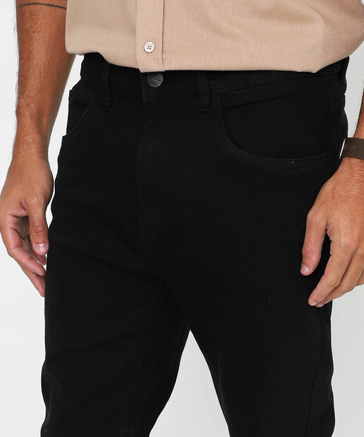 Calça Masculina Jeans Skinny Bolsos Jezzian Preto