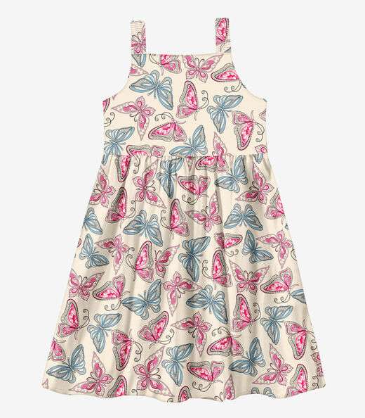 Image_Vestido Menina Popeline Borboletas Trick Nick Bege