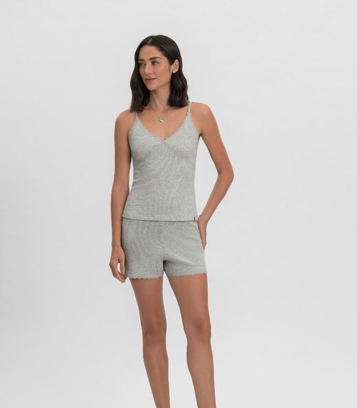 Pijama Curto Feminino Mensageiro Dos Sonhos Cinza