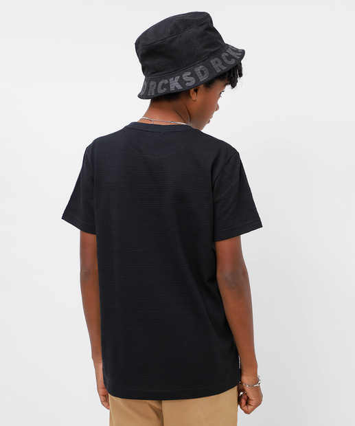 Camiseta Juvenil Textura Manga Curta MR Tam 10 a 16 Preto
