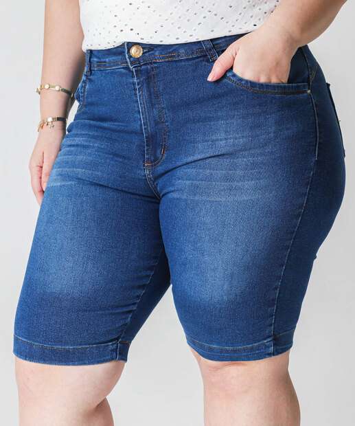 Bermuda Plus Size Feminina Jeans Ciclista