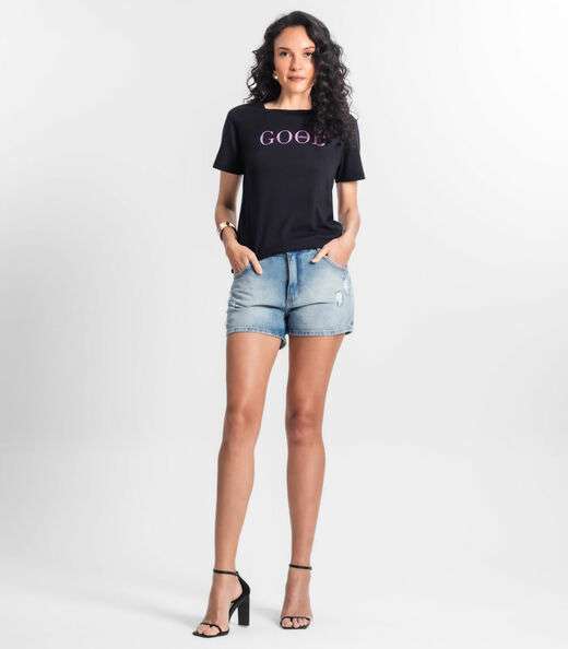 T-shirt Feminina Estampada Select Preto