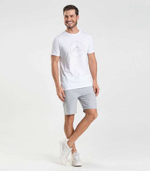 Bermuda Masculina Sarja Elástico E Bolsos Shift Cinza