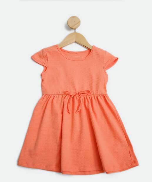 Vestido Infantil Manga Curta Textura Marisa Tam 1 a 4
