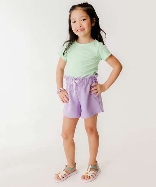 Blusa Infantil Canelada Manga Curta Tam 4 a 10