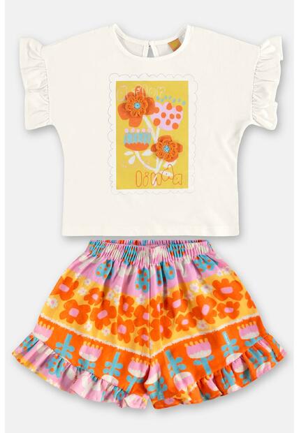 Conjunto Menina com Blusa e Short Três e Já