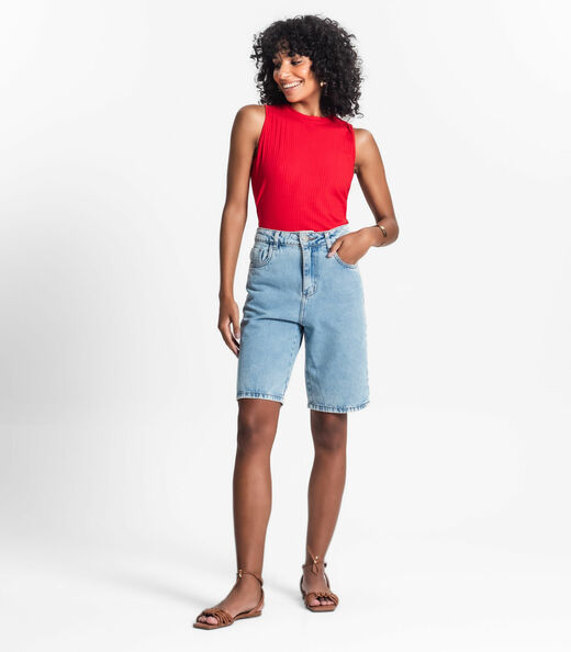 Regata Feminina Ribana Canelada Rovitex Vermelho