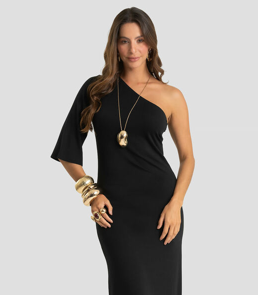Vestido Longo Feminino Molicotton Viscose Dianna Preto