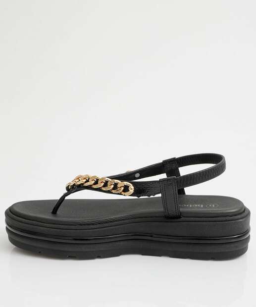 Sandália Feminina Flatform Corrente Bebecê Preto
