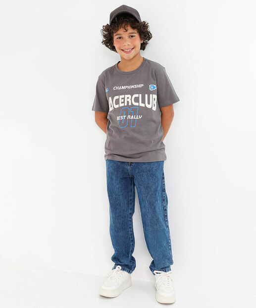 Camiseta Juvenil Estampada Marisa Tam 10 a 16 Cinza