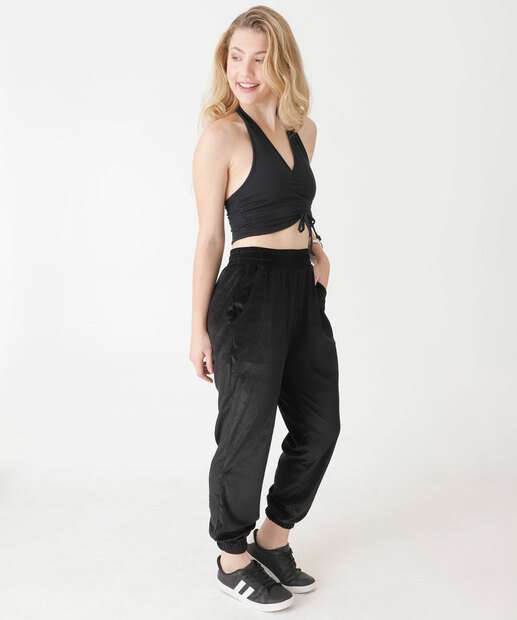 Calça Jogger Feminina Veludo Brilho Disparate