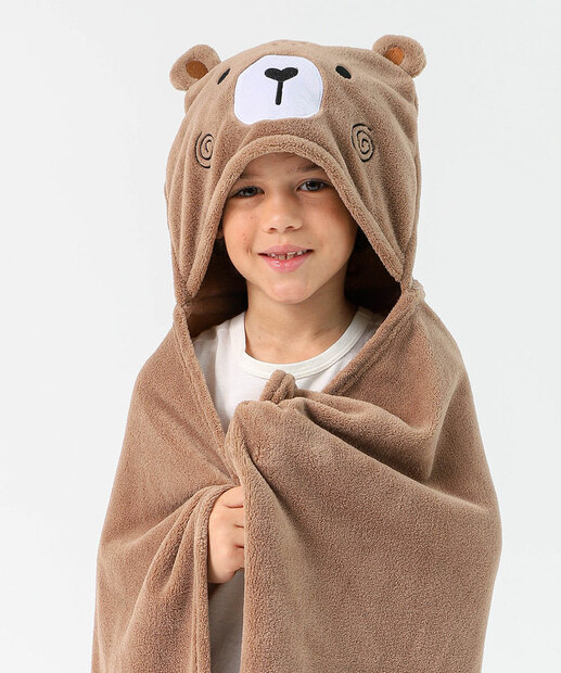 Manta Infantil Capuz Urso Marisa Marrom