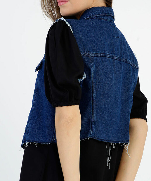 Colete Jeans Feminino Destroyed Marisa
