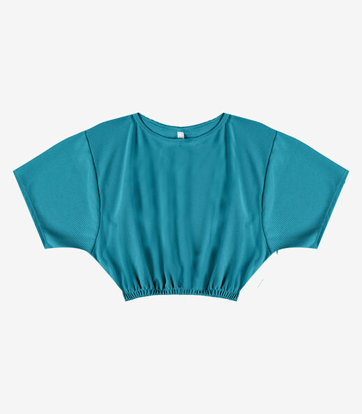 Blusa Feminina Elástico Na Cintura Infinita Cor Azul