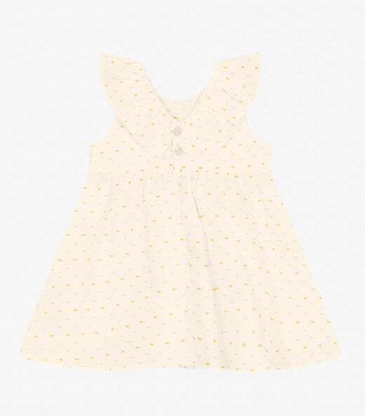 Vestido Infantil em Cotton Plumetis Trick Nick Bege