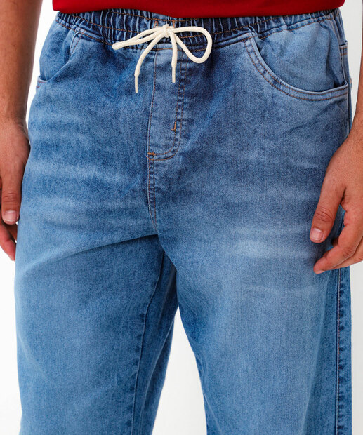 Calça Masculina Jeans Jogger Bolsos Azul