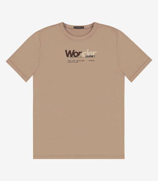 Camiseta Masculina em Meia Malha Diametro Marrom
