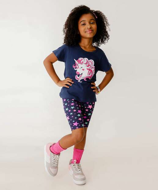 Camiseta Infantil Estampa Unicórnio Marisa Tam 4 a 10