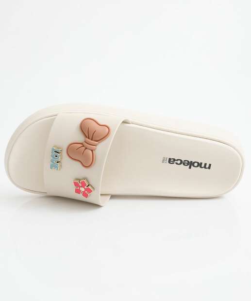 Chinelo Feminino Slide Laço Moleca Branco