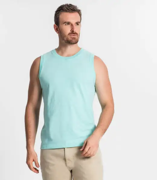 Regata Masculina Básico Meia Malha Diametro Azul