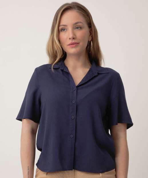 Camisa Feminina Botões Manga Curta Marisa