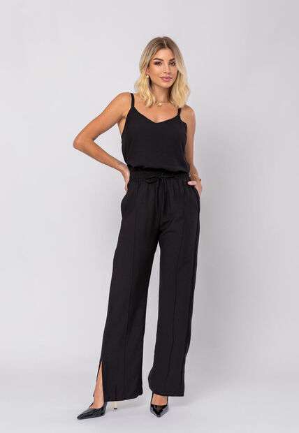 Image_Conjunto Feminino Alfaiataria Regata E Calça Fenda Preto Salvatore