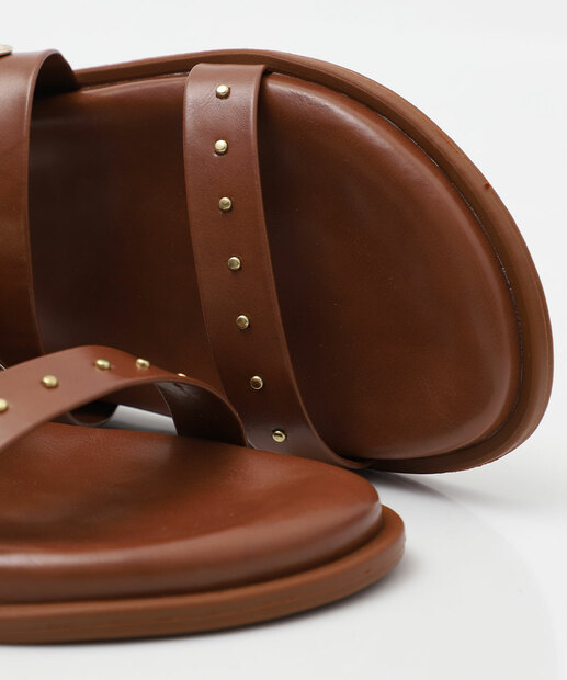 Rasteirinha Feminina Tachas Marisa Marrom