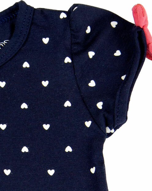 Kit Body Bebê Menina Cotton Estampado Coração I Love You To The Moon - Marinho