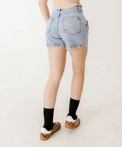 Short Jeans Feminino Bolsos Marisa Azul