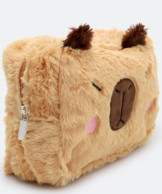 Image_Necessaire Feminina Pelúcia Capivara Marisa Bege