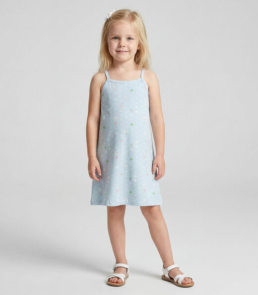 Vestido Infantil em Cotton Leve Rotativo Select Azul