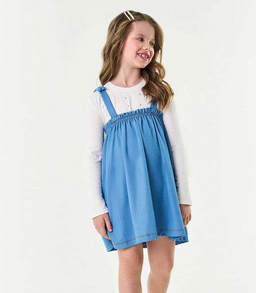 Conjunto Infantil Blusa Com Vestido Trick Nick Bege