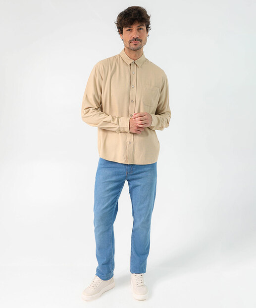 Camisa Masculina Linho Manga Longa MR Azul 