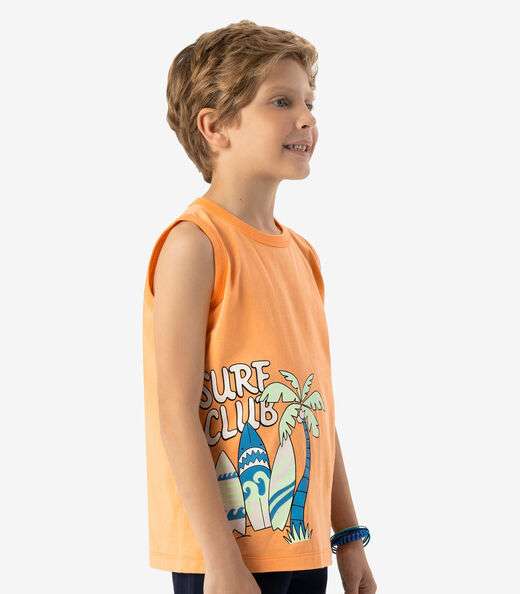 Camiseta Meia Malha Infantil Masculina RoviKids Laranja