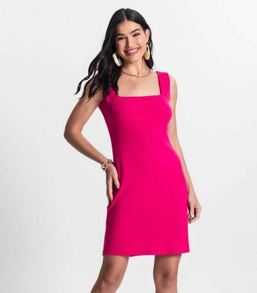 Vestido Canelado Feminino Select Rosa