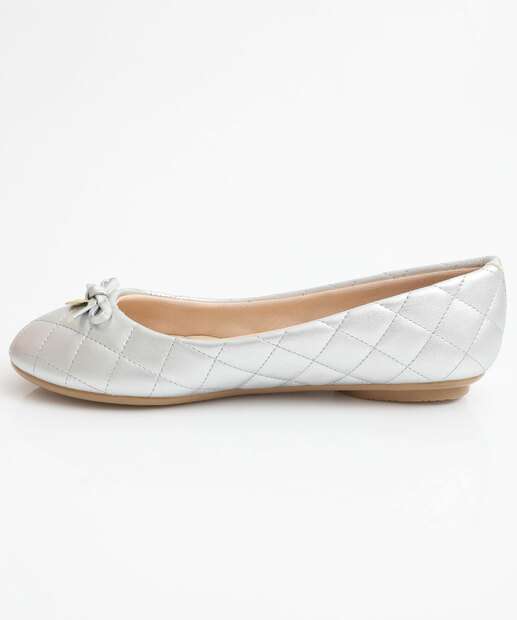 Sapatilha Feminina Bico Redondo Moleca Prateado