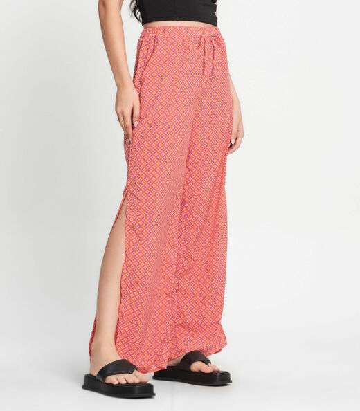 Conjunto Feminino Cropped e Calça Estampada Select Laranja