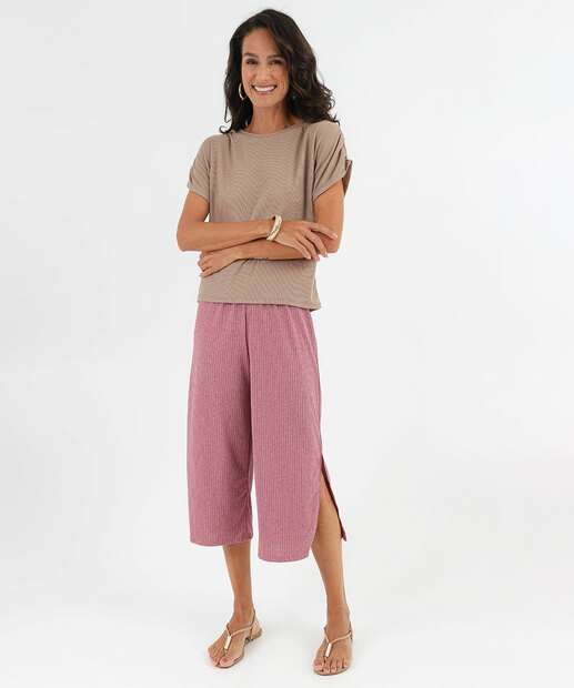 Blusa Feminina Canelada Drapeada Marisa Bege