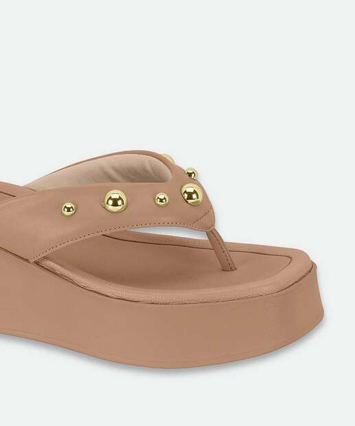 Tamanco Feminino Flatform Tachas Beira Rio Bege