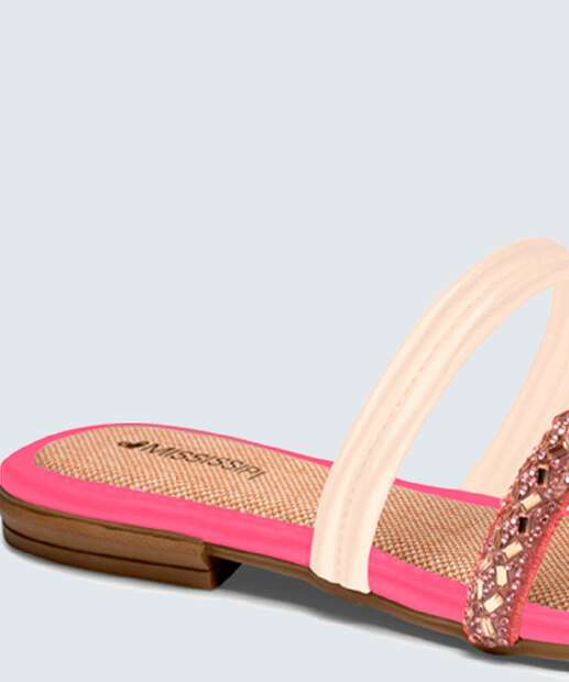 Rasteirinha Feminina Tiras Pedraria Mississipi