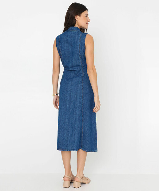 Vestido Feminino Chemise Midi Liocel Marisa Azul