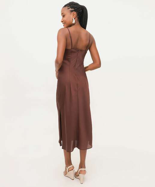 Vestido Feminino Midi Cetim Slip Dress Marisa